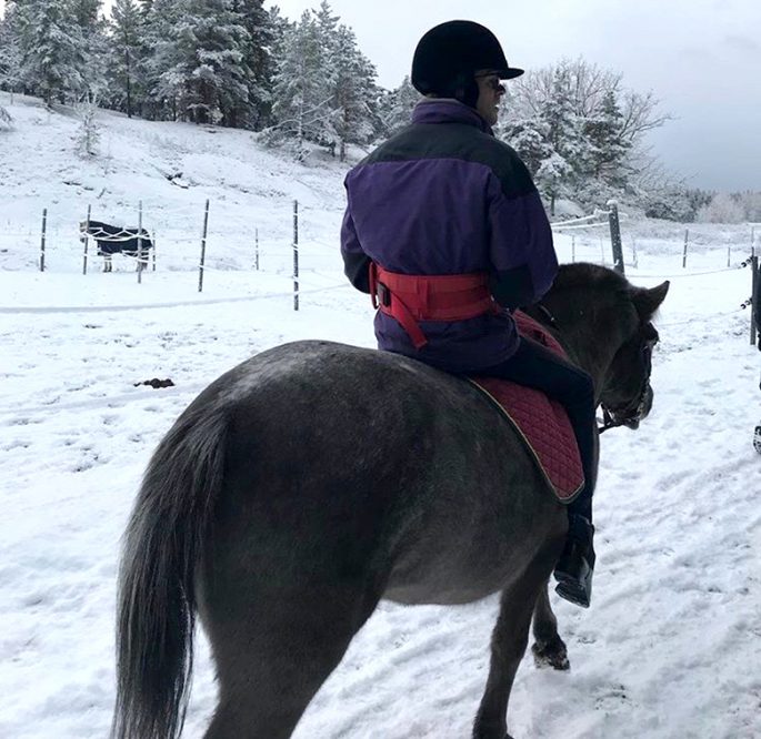 Zandras bror rider på en häst