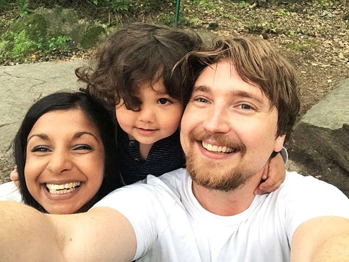 En selfie tagen av Oscar där han, Linn och Tristan ler in i kameran